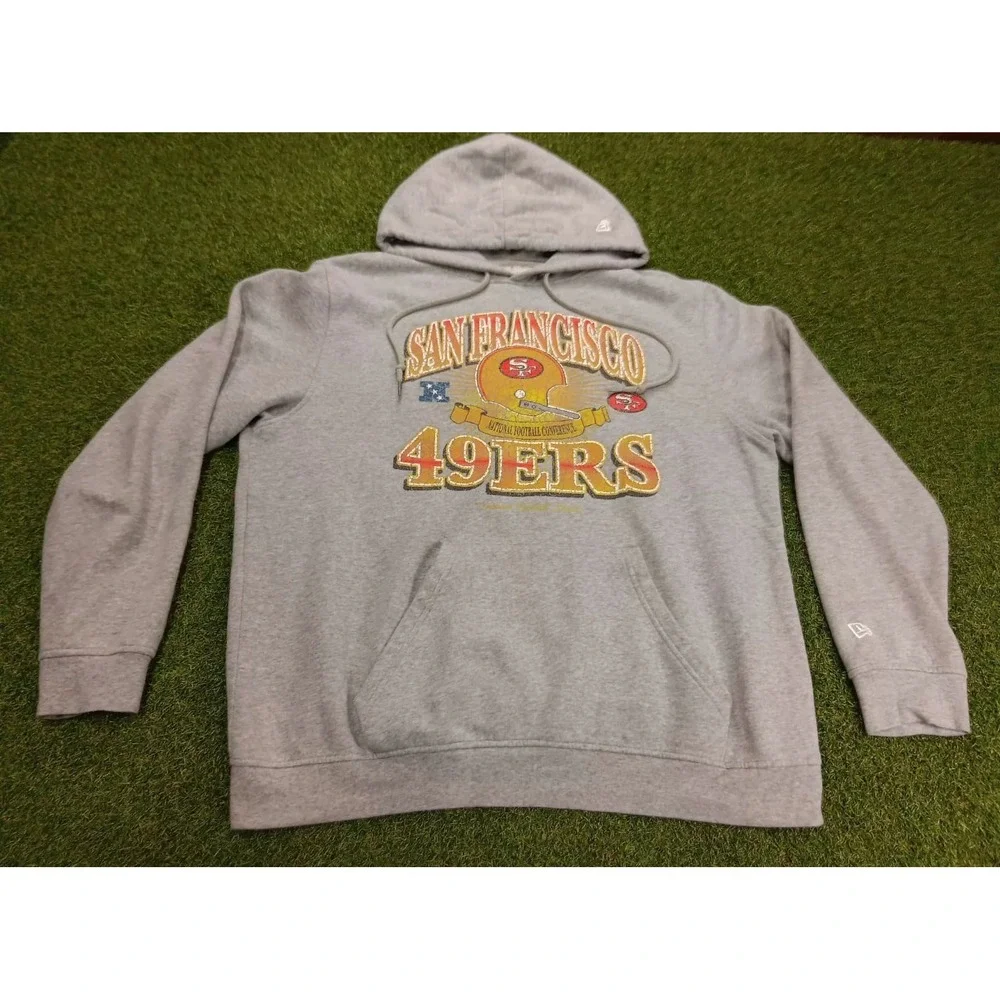 New Era San Francisco 49ers Football Hoodie Men's Large Heather Gray Pullover - Picture 1 of 7